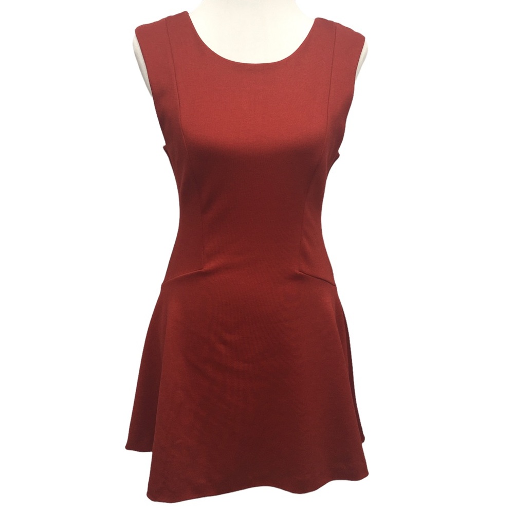 Free People Brick Red Fit & Flare Skater Style Dress Misses size S